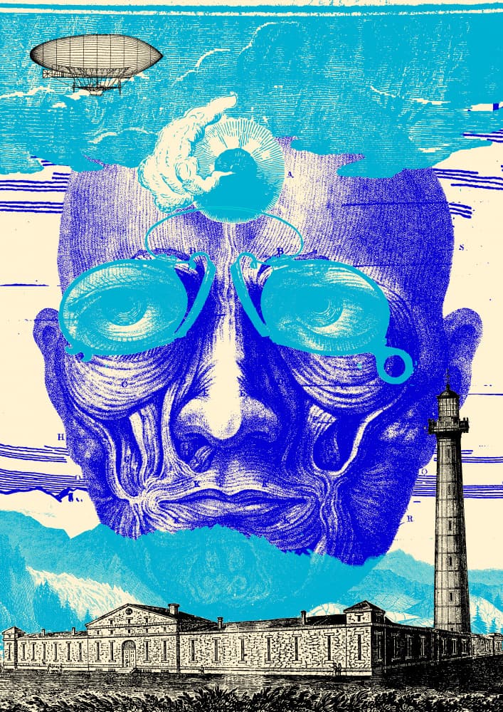 Blue Surreal Headscape by Pawel Pacholec — canvas wall art