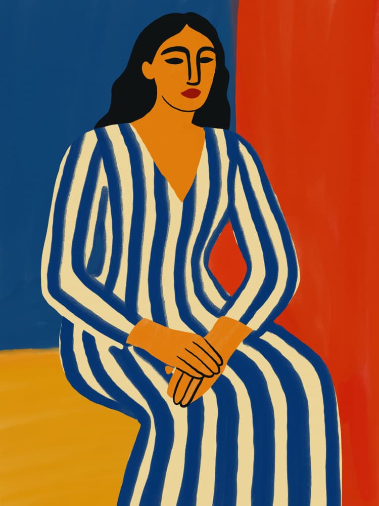 Modern Striped Portrait by Little Dean — canvas wall art