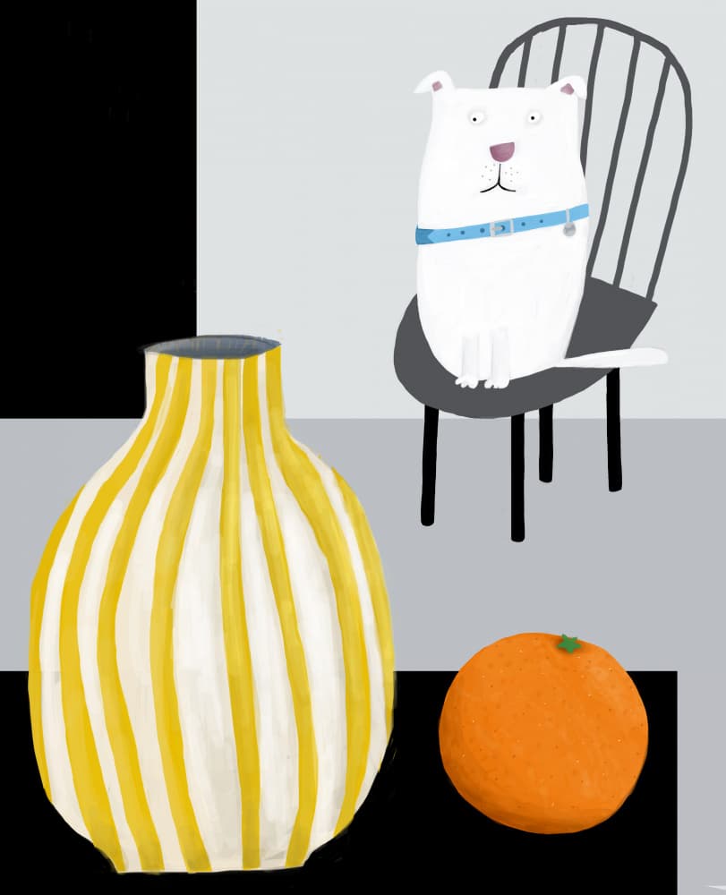 Cute Dog Still Life by Carla Daly — canvas wall art