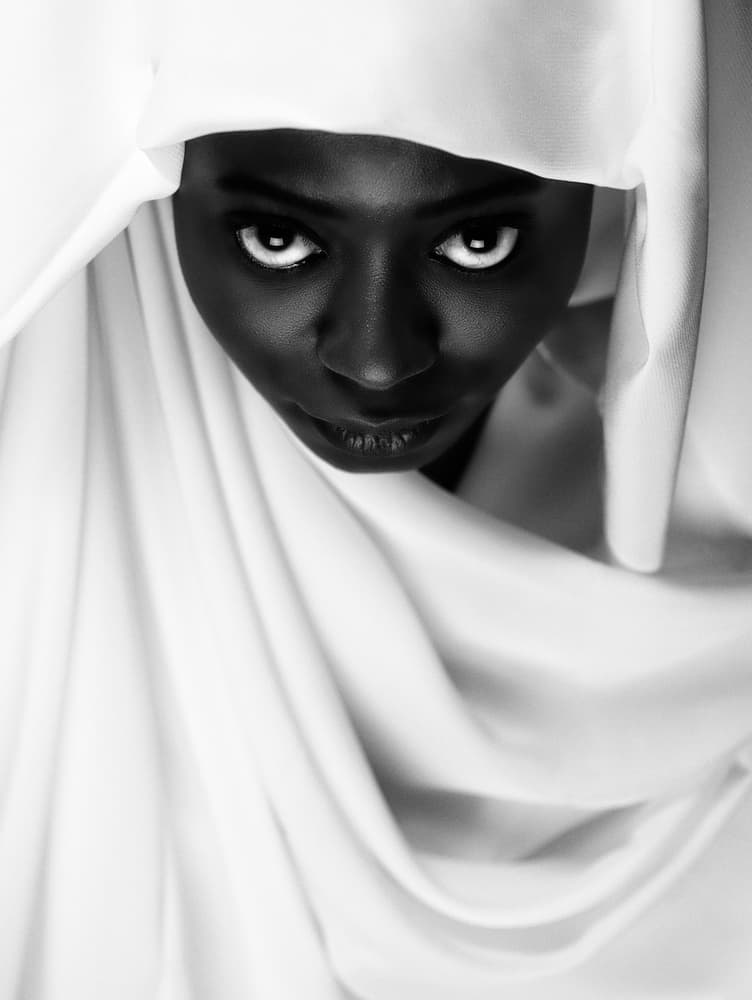 Powerful Gaze in White by Clovis DURAND-MOLDAWAN — canvas wall art