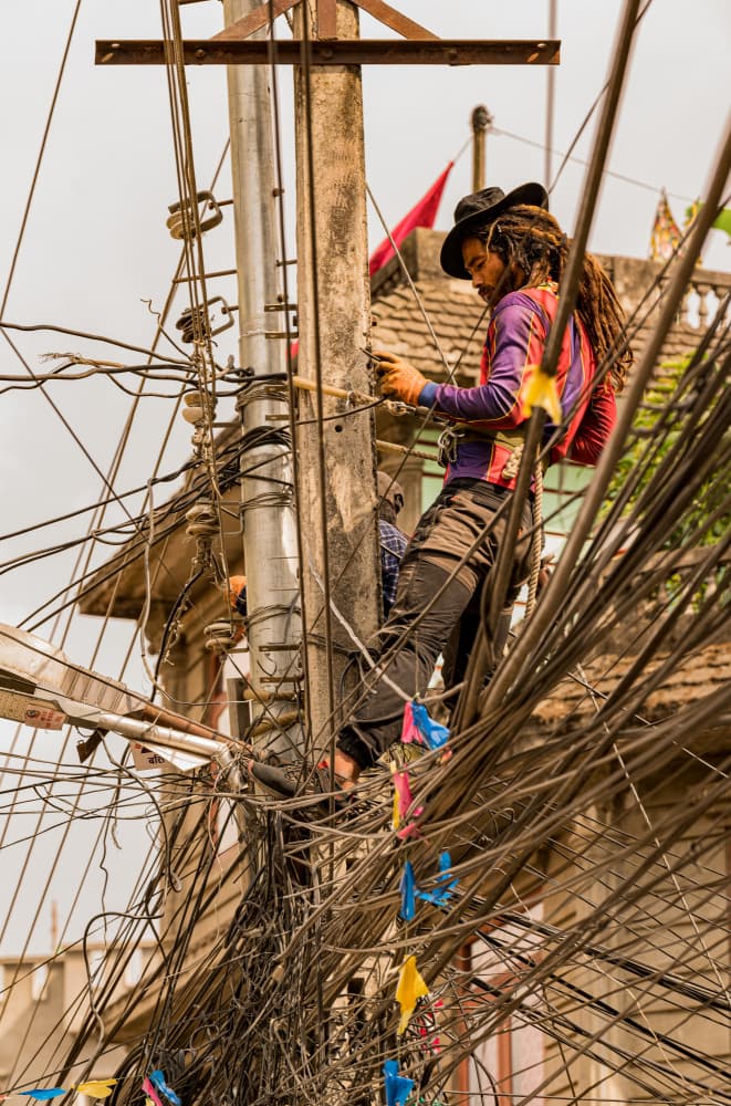Urban Cable Worker by Hasan Dimdik — canvas wall art