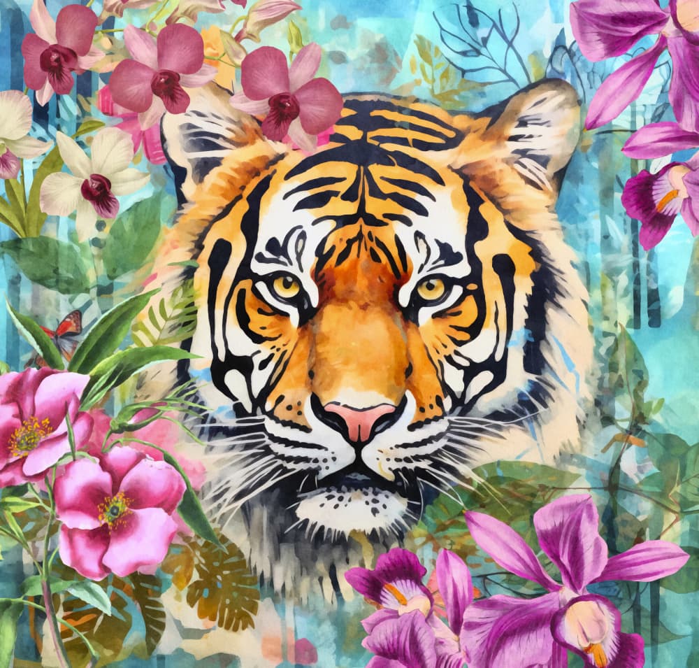 Jungle Tiger Bloom by Andrea Haase — canvas wall art