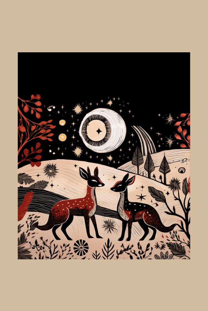Enchanted Woodland Deer by casa cartissi — canvas wall art