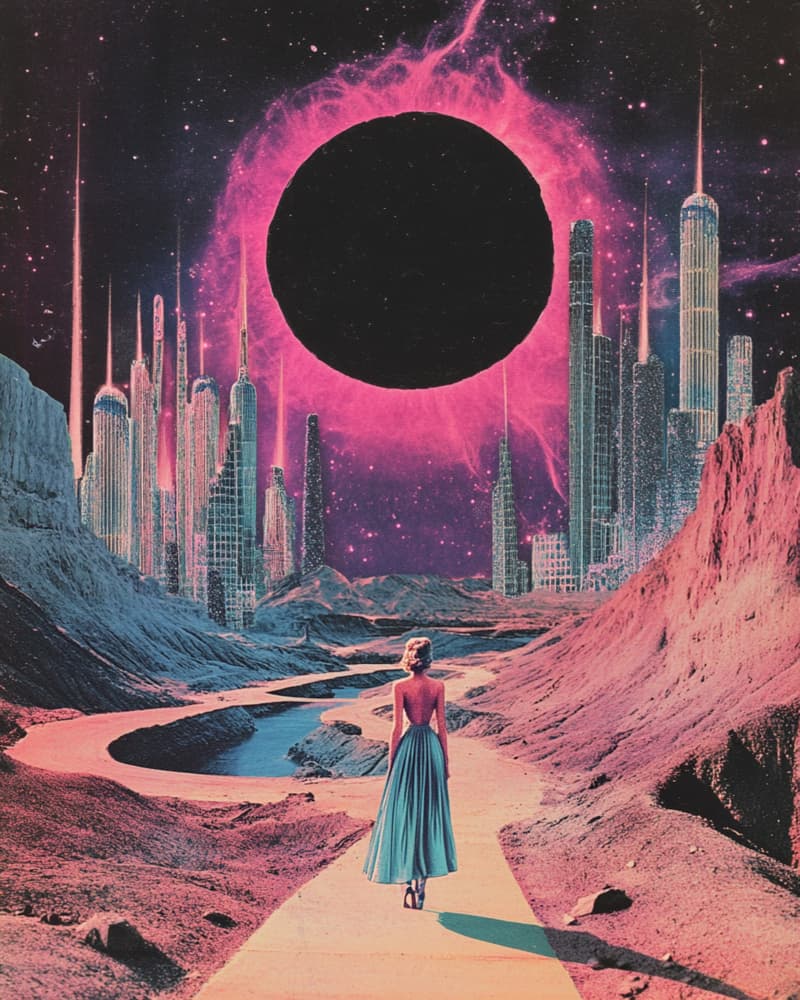 Cosmic City Journey by Samantha Hearn — canvas wall art