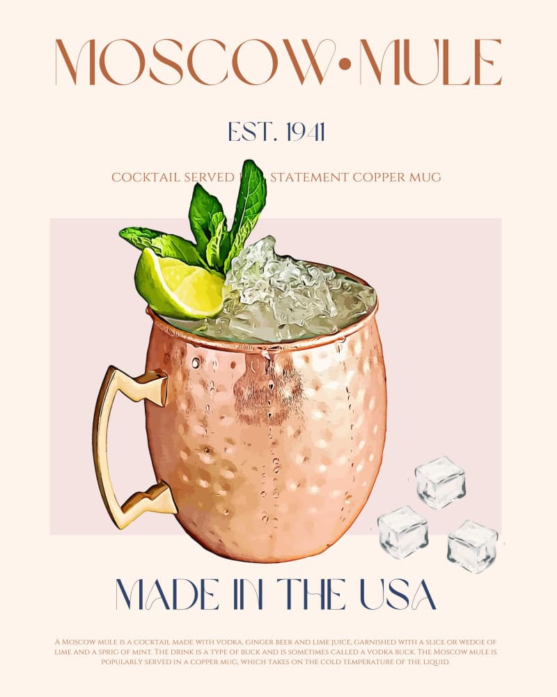 Moscow Mule Cocktail by Nazma Khokhar — canvas wall art