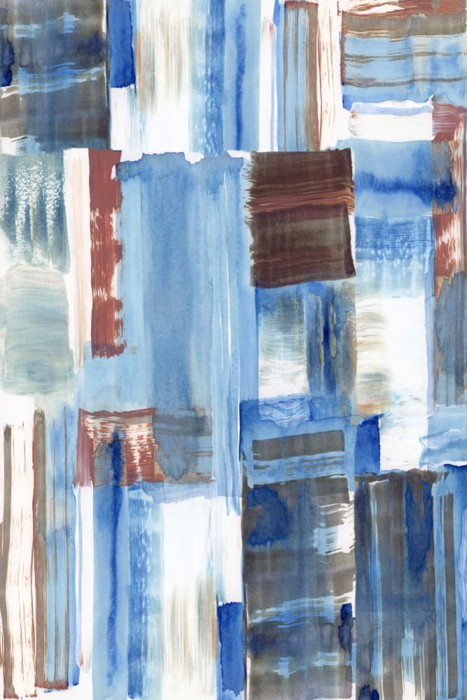 Blue Brown Abstract Strokes by cartissi — canvas wall art