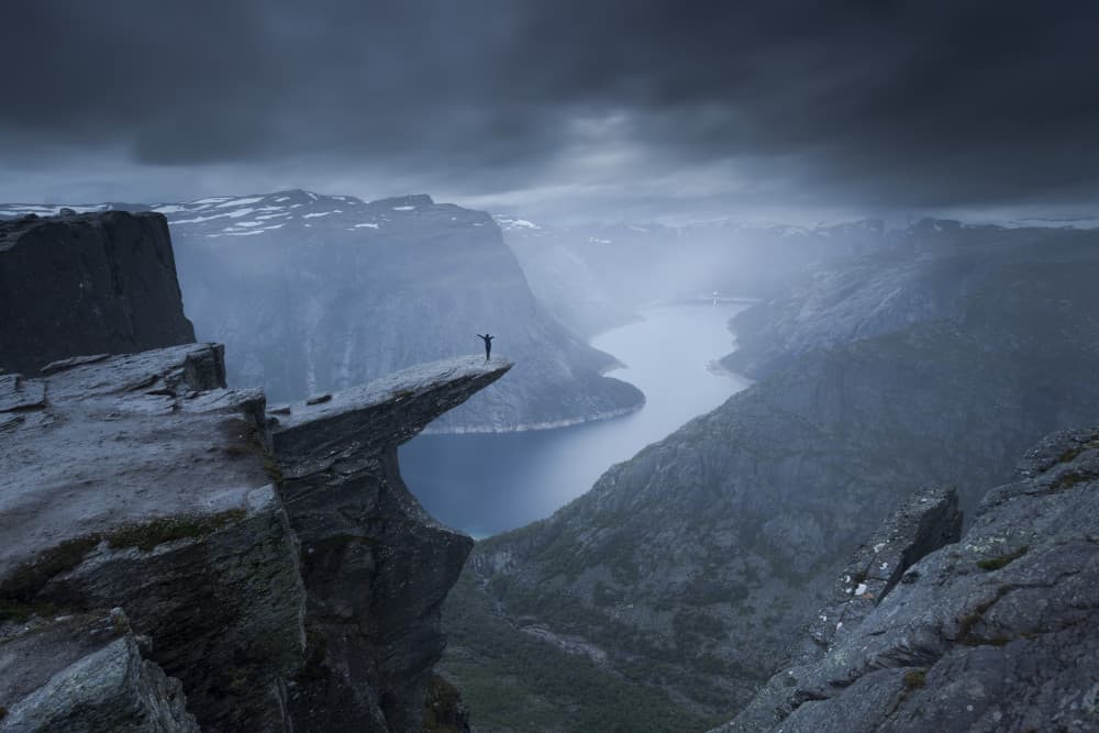 Dramatic Fjord Cliff View by Karol Nienartowicz — canvas wall art