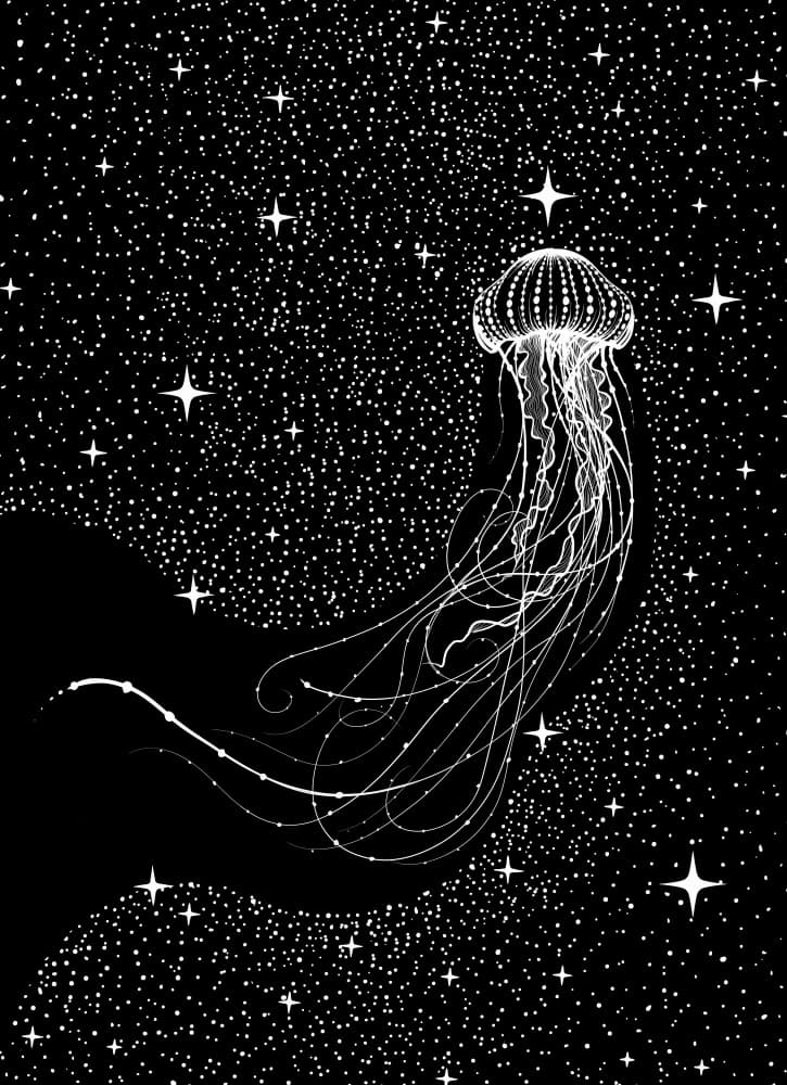 Glowing Space Jellyfish by Alirıza ÇAKIR — canvas wall art
