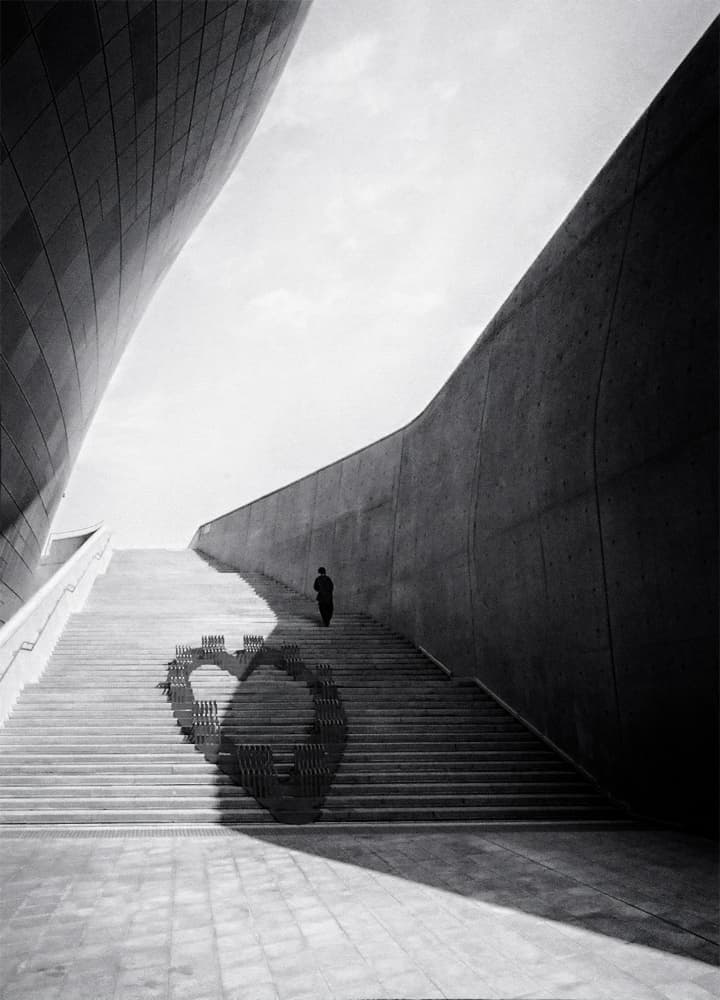 Architectural Ascent Lone Figure by Parole Kim — canvas wall art
