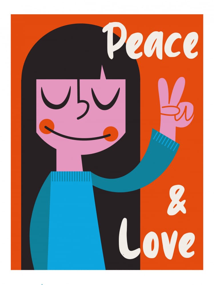 Peace and Love Girl by Retrodrome — canvas wall art
