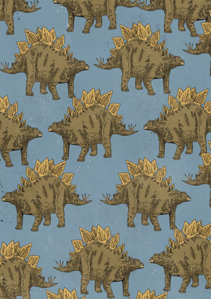Playful Stegosaurus Pattern by Nicholas — canvas wall art