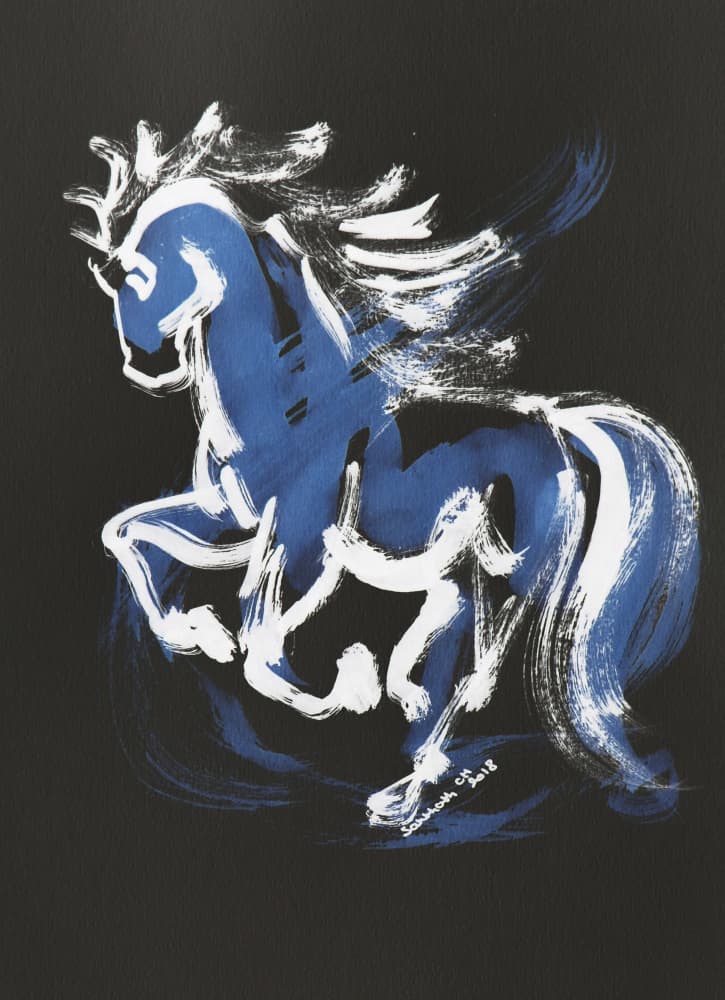 Dynamic Blue Horse by Santhosh ch — canvas wall art