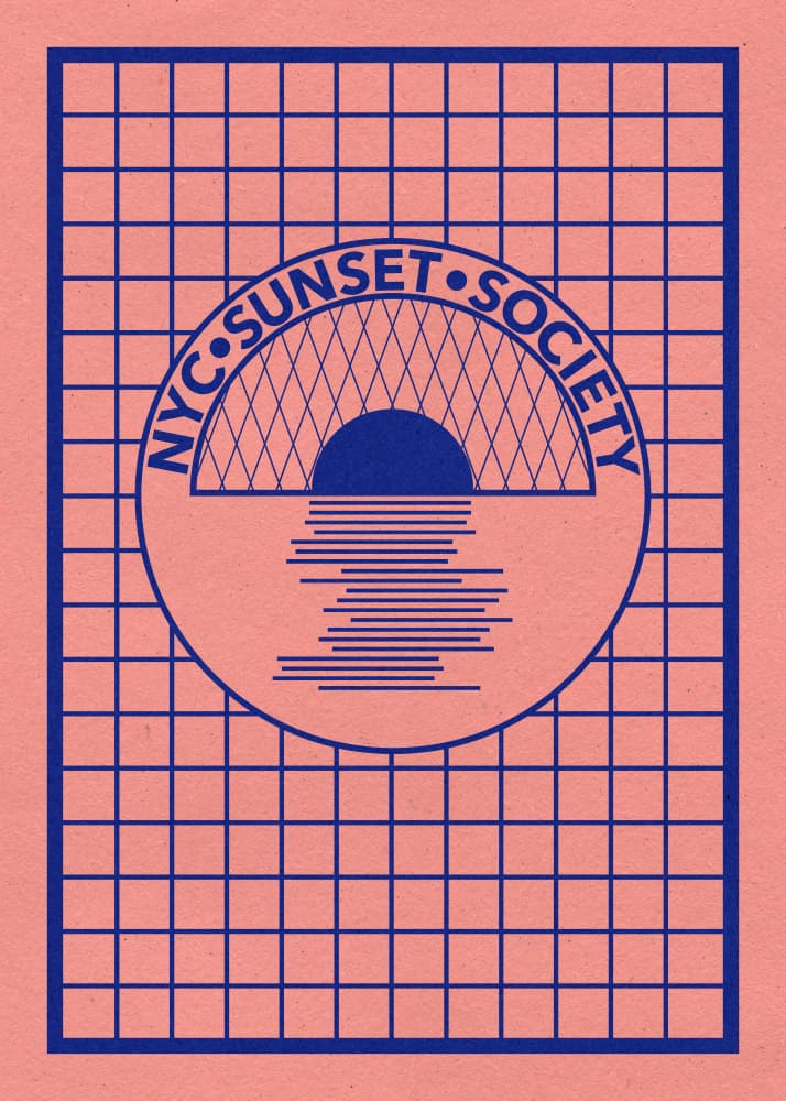 Nyc Sunset Society Blue by Rosi Feist — canvas wall art