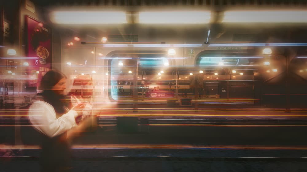Night Train Motion by Gu and Hongchao — canvas wall art