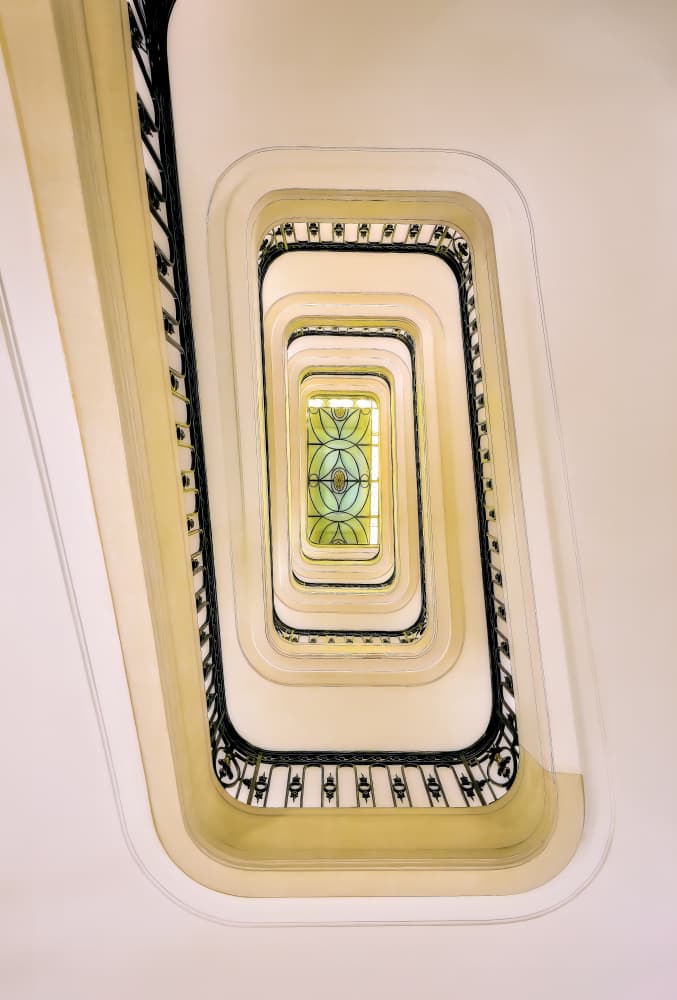Elegant Spiral Staircase by Juan Luis Seco — canvas wall art