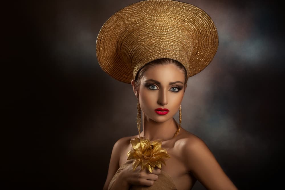 Golden Hat Elegance by Peppe Tambè — canvas wall art