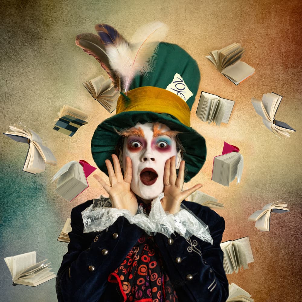 Surprised Hatter And Books by Ewa Całkosińska-Kajzer — canvas wall art