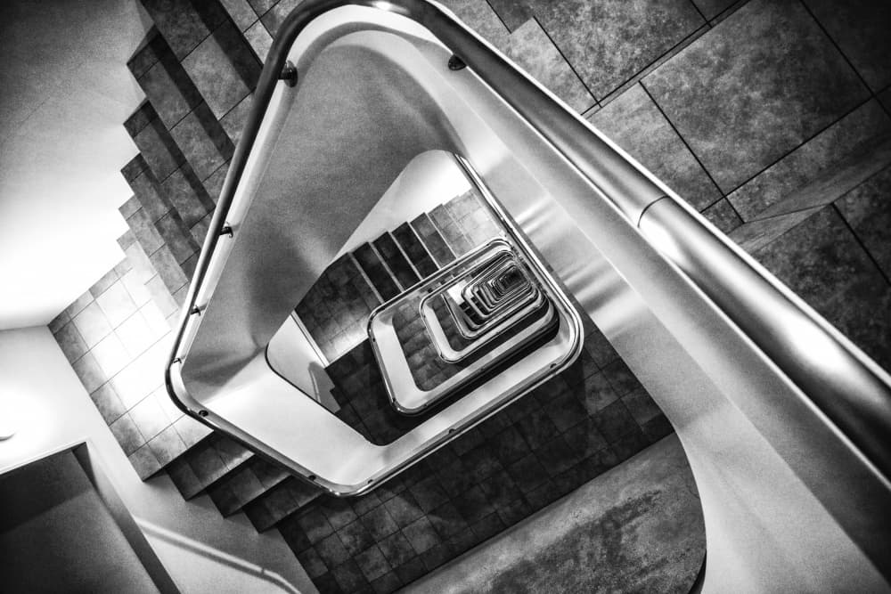 Geometric Spiral Staircase by Haruyo Sakamoto — canvas wall art