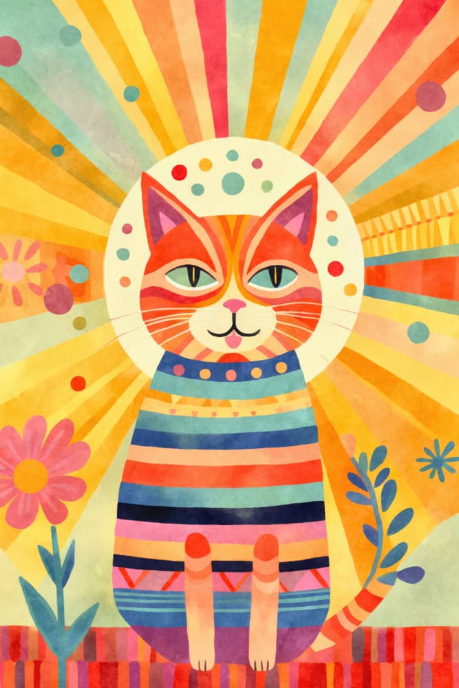 Colorful Striped Cat by Andrea Haase — canvas wall art