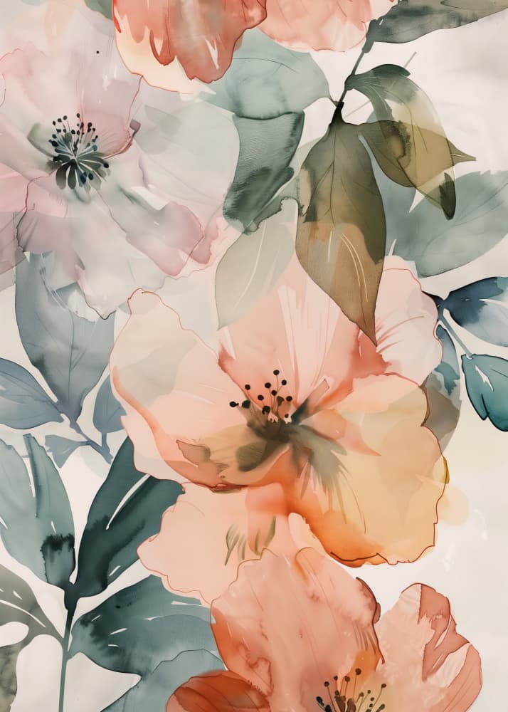 Blush Watercolor Blooms by Andreas Magnusson — canvas wall art