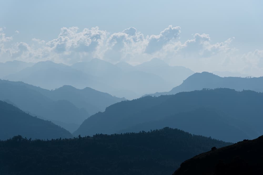 Layered Blue Mountains by Photolovers — canvas wall art