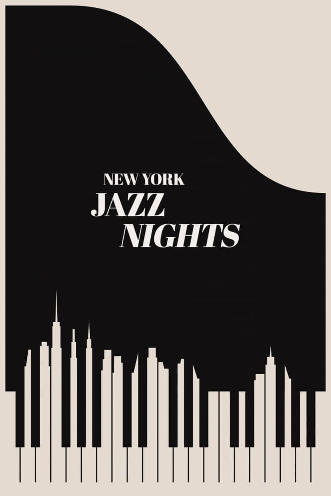 Jazz Nights Nyc   Black by Kubistika — canvas wall art