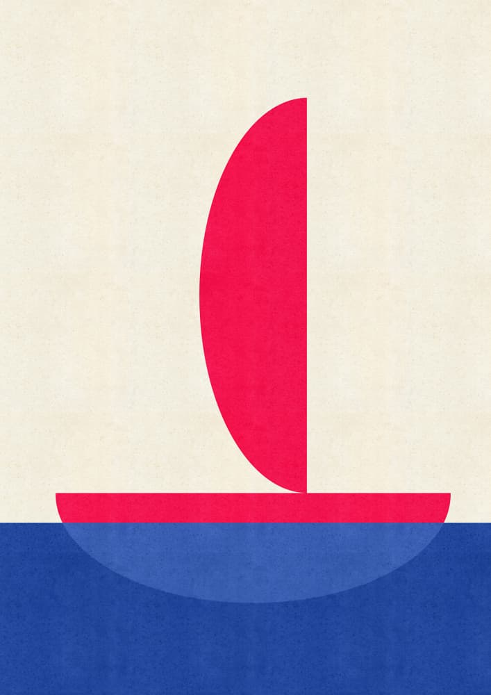 Geometric Red Sailboat by Nicholas — canvas wall art
