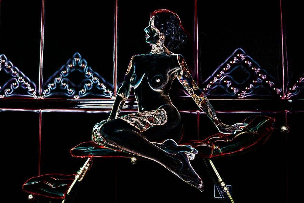 Glowing Female Outline by RABIA BASHA ARTIST — canvas wall art