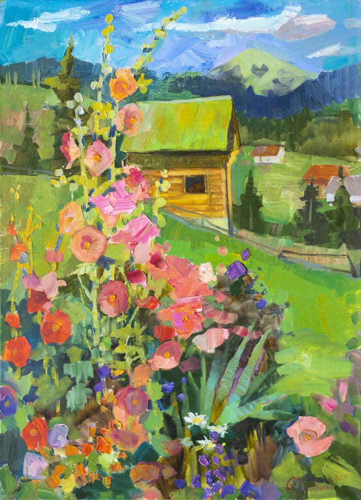 Vibrant Garden Cabin by Anastasiia Grygorieva — canvas wall art