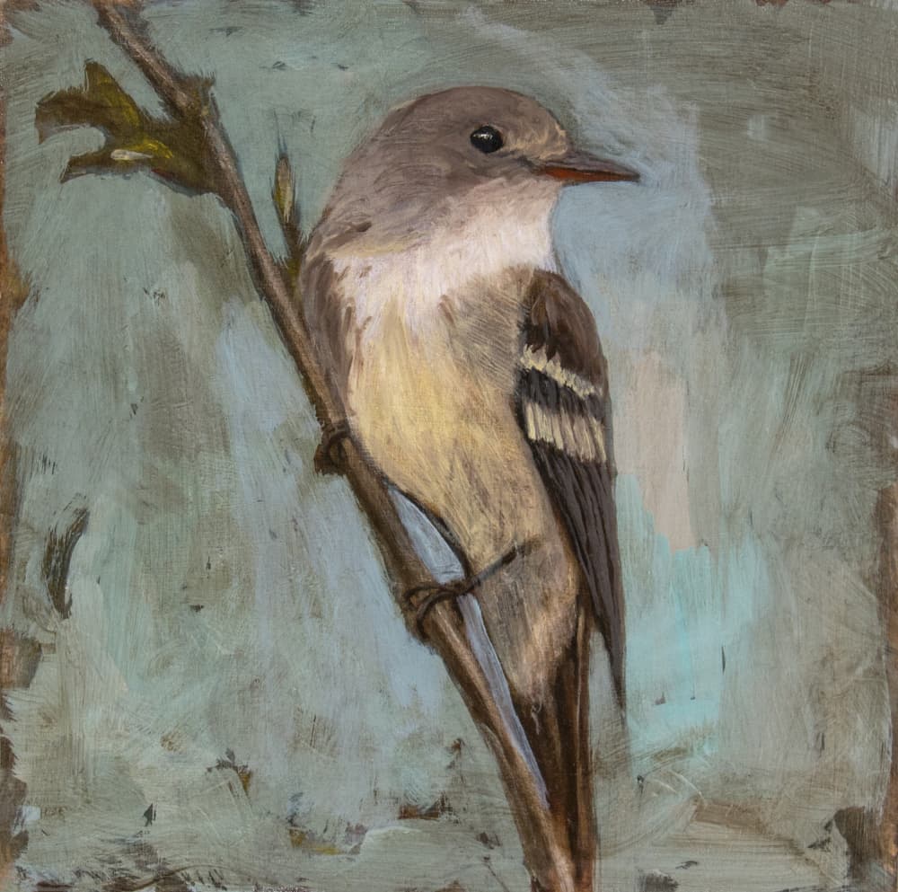 Muted Bird on Branch by Claire Lerner — canvas wall art
