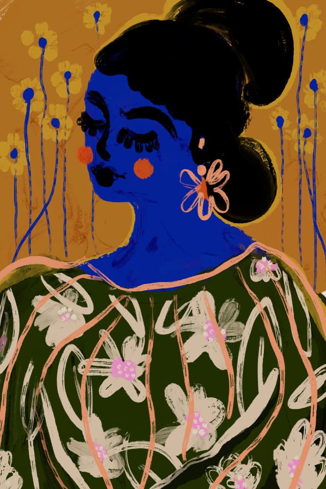 Blue Blossom Muse by Treechild — canvas wall art