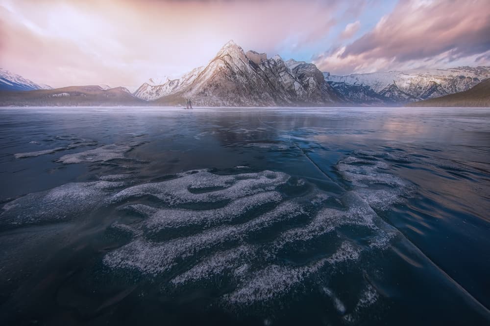 Frozen Mountain Lake by Yun Thwaits — canvas wall art