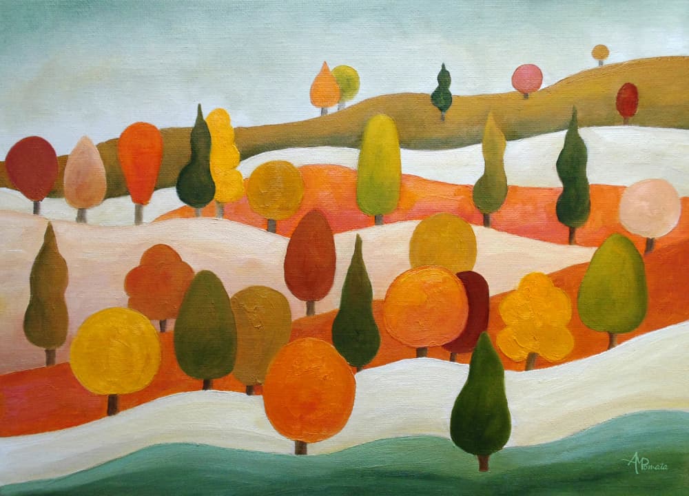 Colorful Autumn Hills by Angeles M. Pomata — canvas wall art