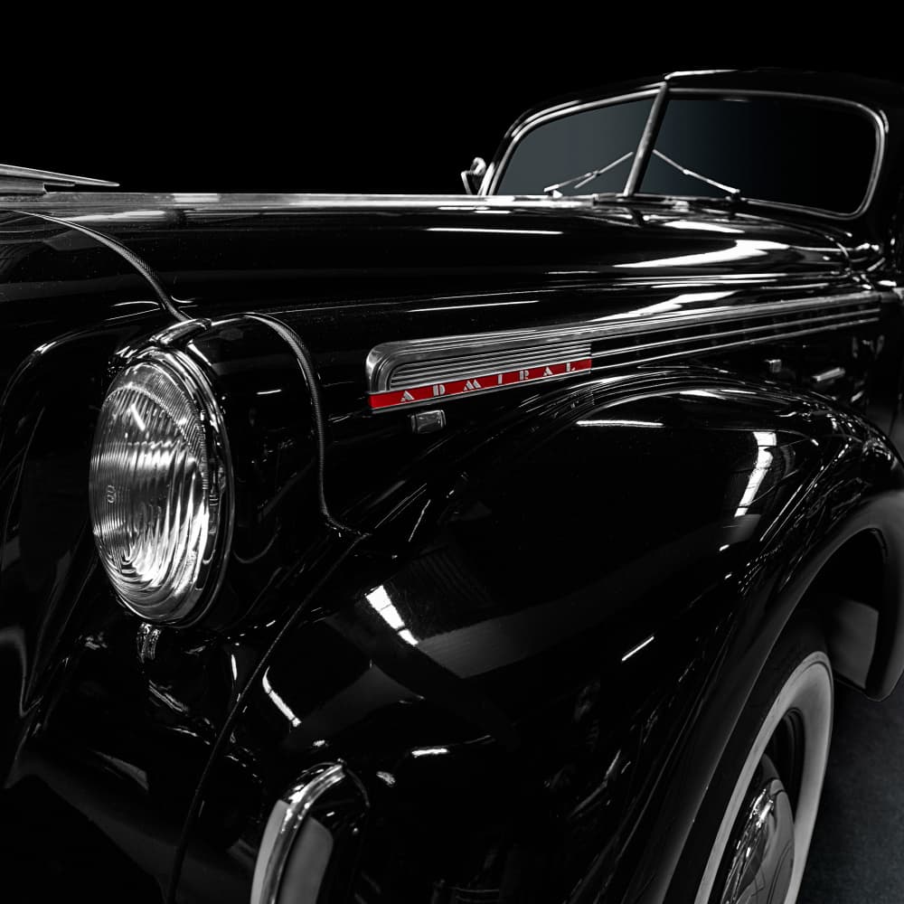 Elegant Black Classic Car by Roland Weber — canvas wall art