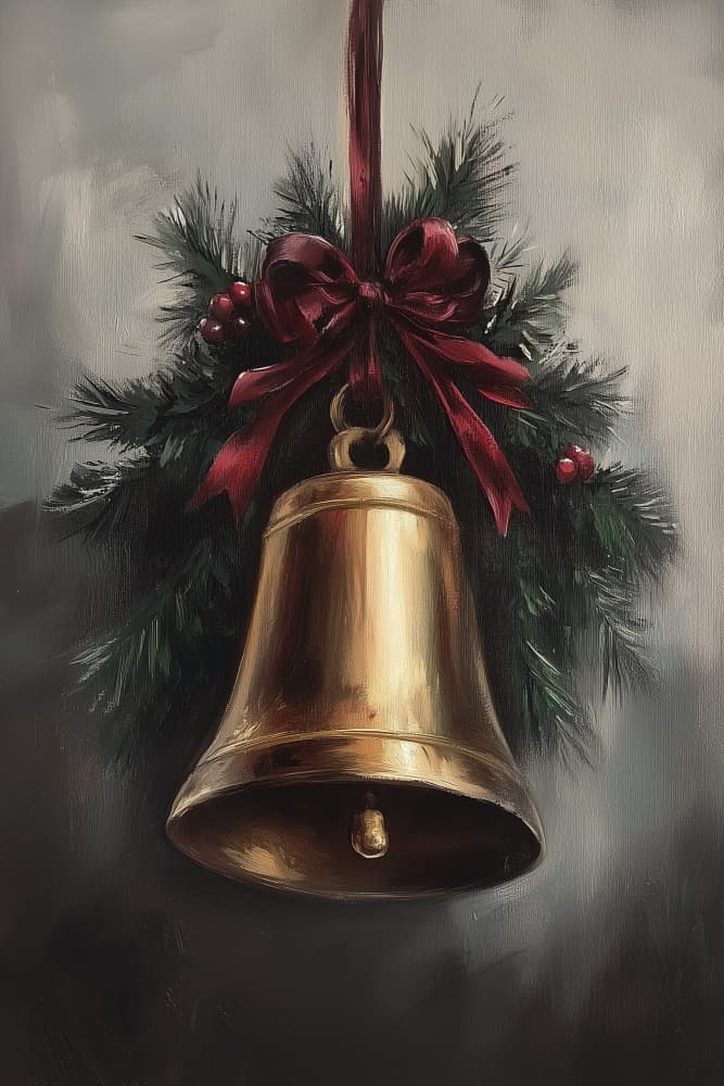Golden Christmas Bell by Melloi Art Prints — canvas wall art