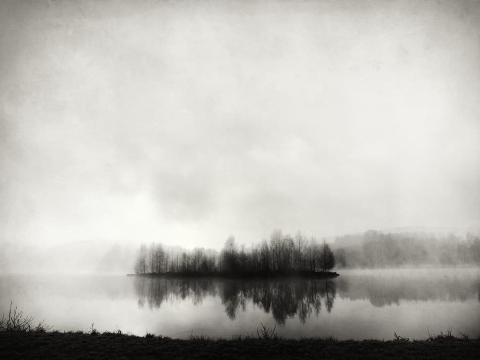 Misty Island Reflection by Franz Bogner — canvas wall art