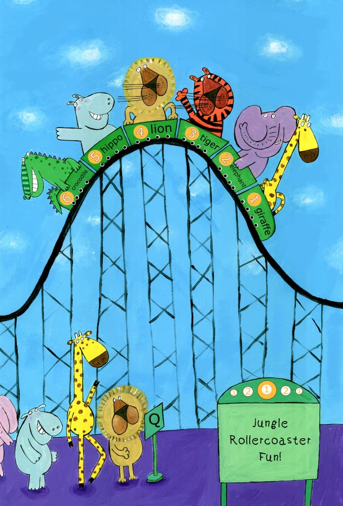Jungle Animals Rollercoaster Fun by Carla Daly — canvas wall art