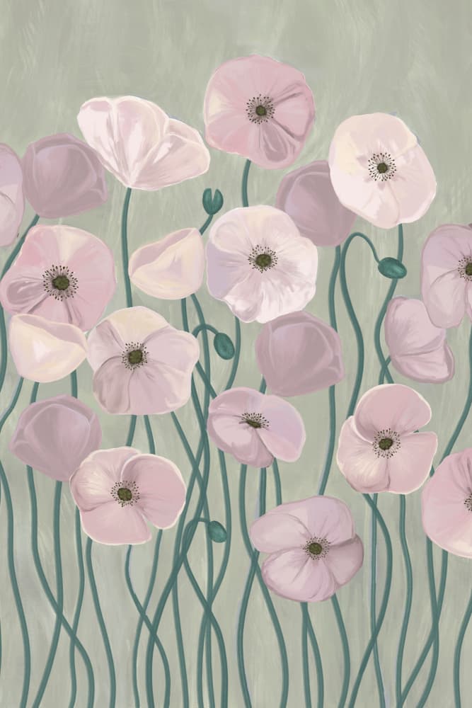 Soft Pink Poppies by EMELIEmaria — canvas wall art