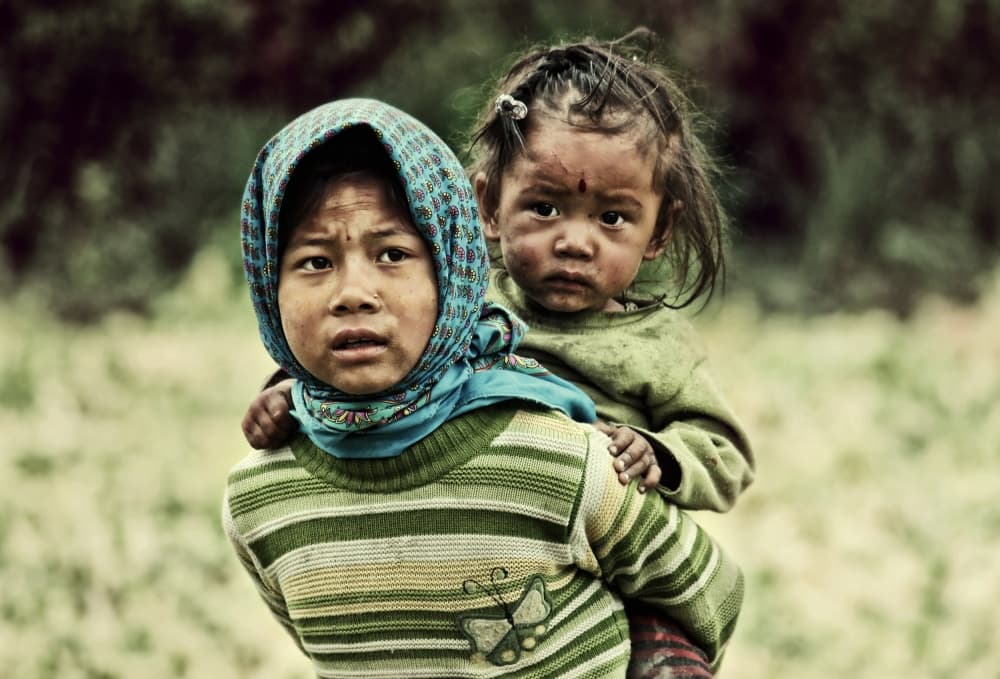 Young Sisters Portrait by M. Mehdi Fazelbeygi — canvas wall art