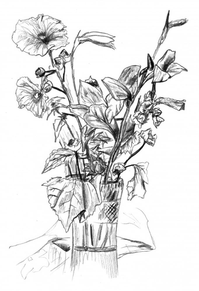 Pencil Floral Still Life by Kulik — canvas wall art