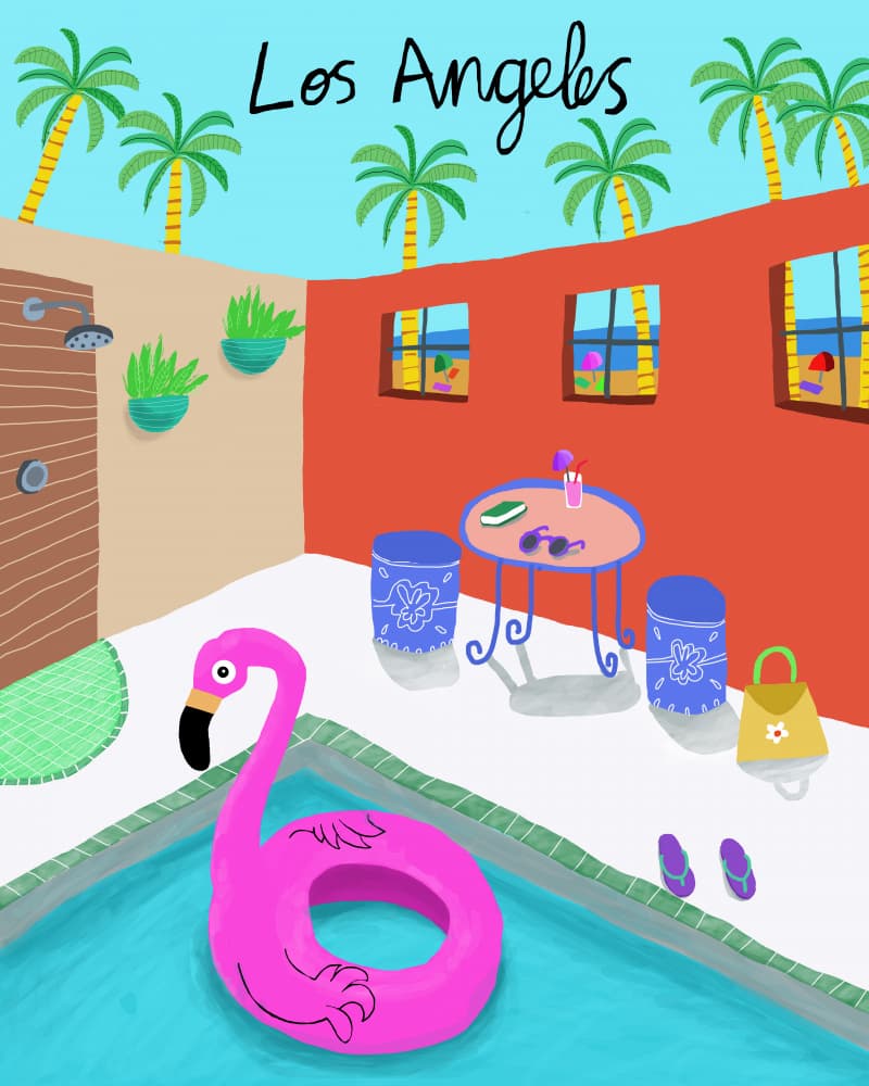 Los Angeles Flamingo Pool by Carla Daly — canvas wall art