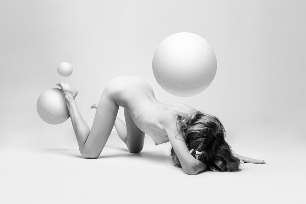 Elegant Nude Spheres by Ruslan Kolodenskiy — canvas wall art