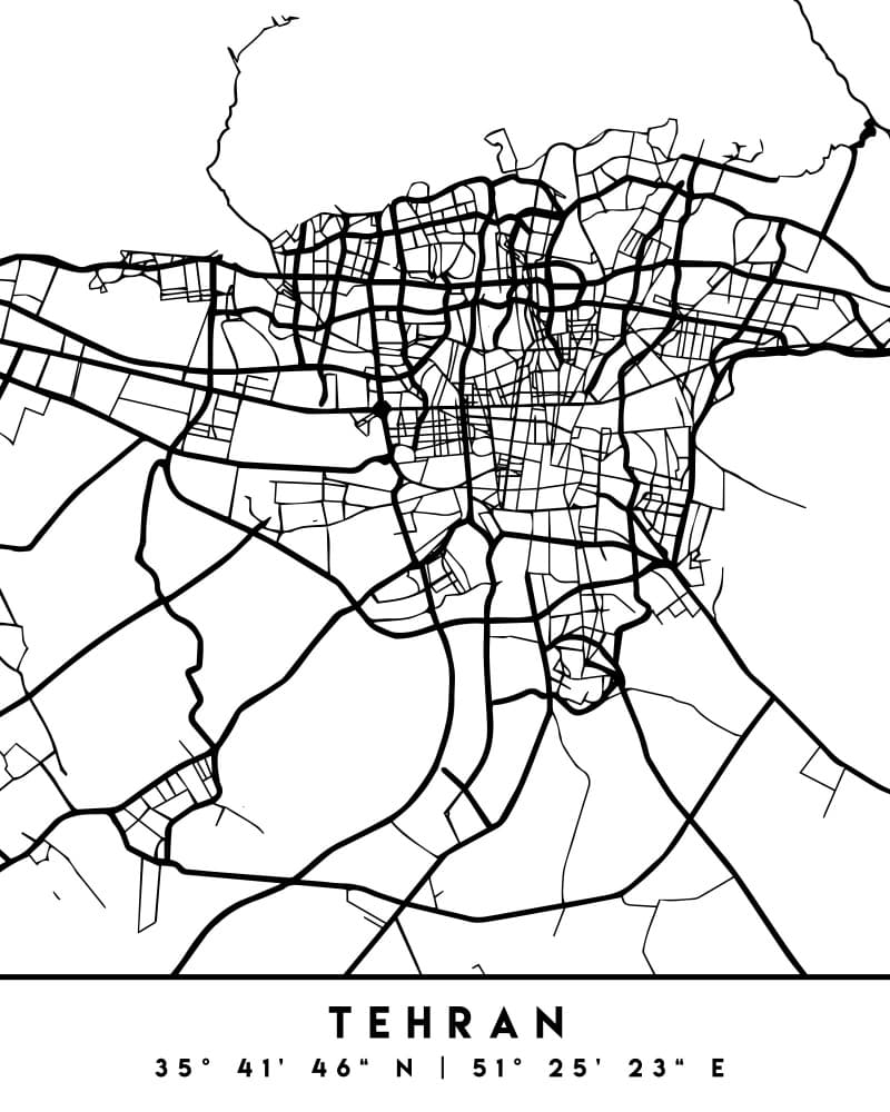 Tehran Urban Map by Emiliano Deificus — canvas wall art