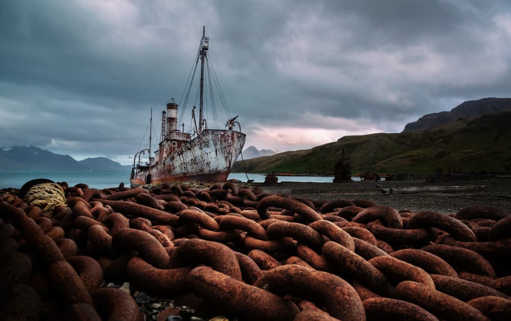 Rusty Shipwreck Chains by Jie Jin — canvas wall art