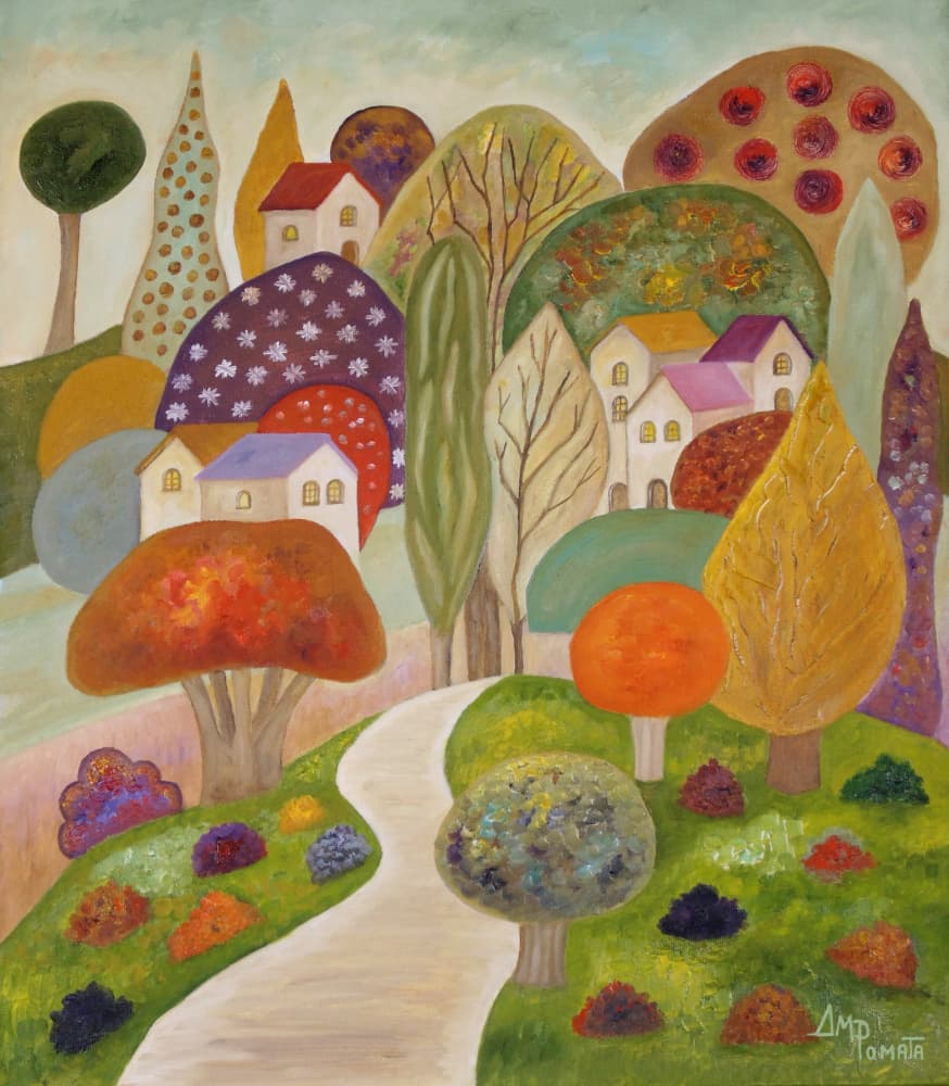 Whimsical Village Path by Angeles M. Pomata — canvas wall art