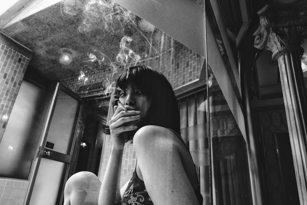 Smoking Woman Reflection by Takaaki Ishikura — canvas wall art