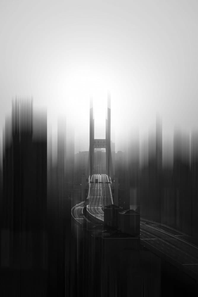 Blurred City Bridge by Qijia Li — canvas wall art