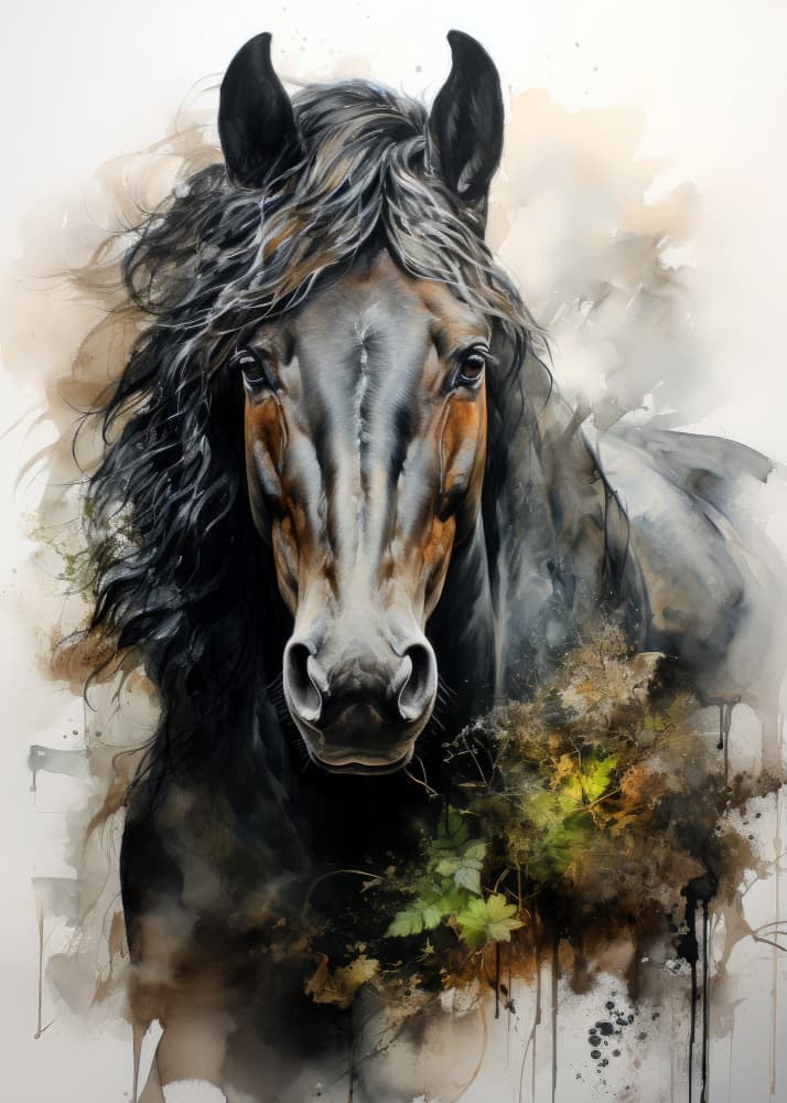 Majestic Black Horse by Justyna Jaszke — canvas wall art