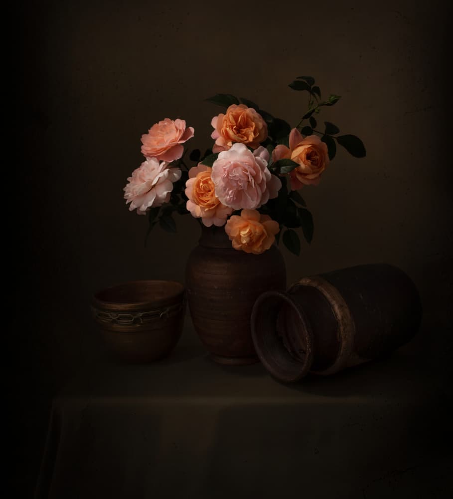 Moody Rose Still Life by Margareth Perfoncio — canvas wall art