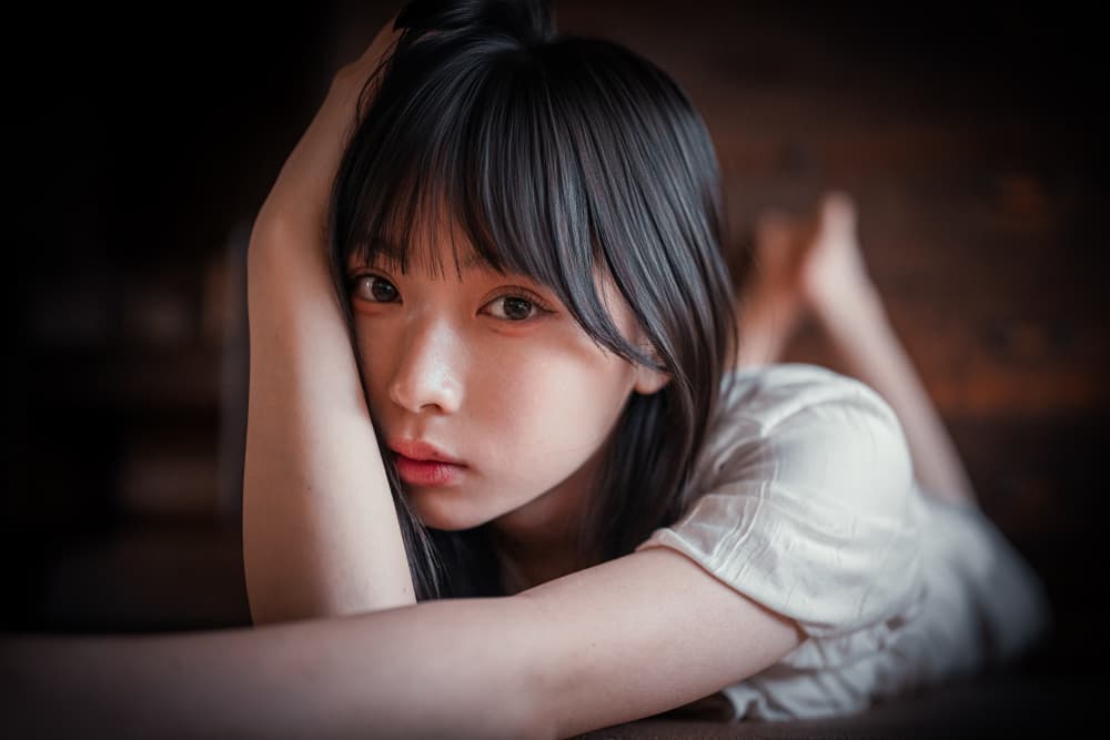 Thoughtful Gaze Portrait by GABA — canvas wall art